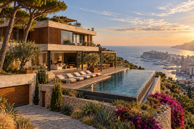 The seafront villa, exterior view
